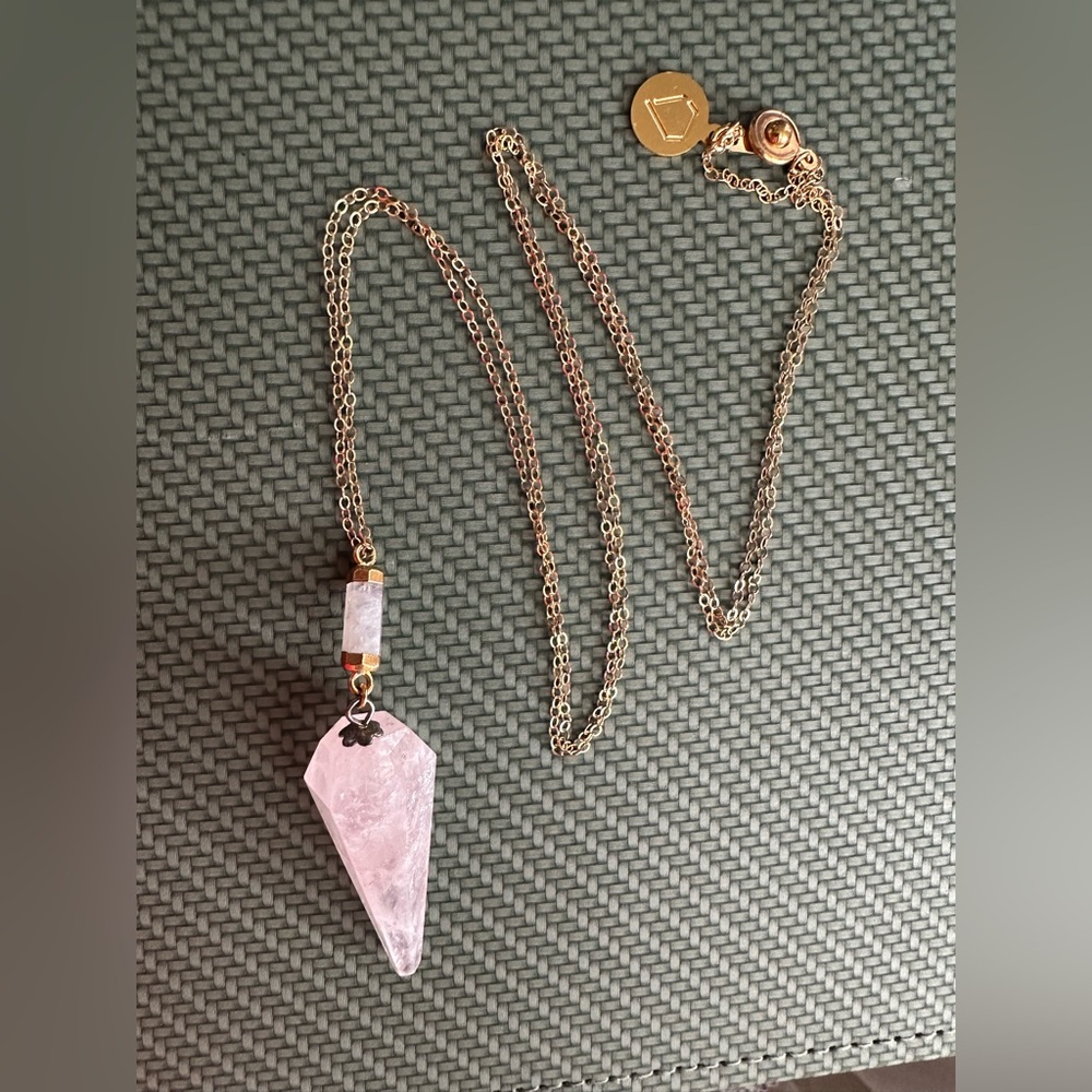 Rose Quartz Pendant or Pendulum 28” chain included